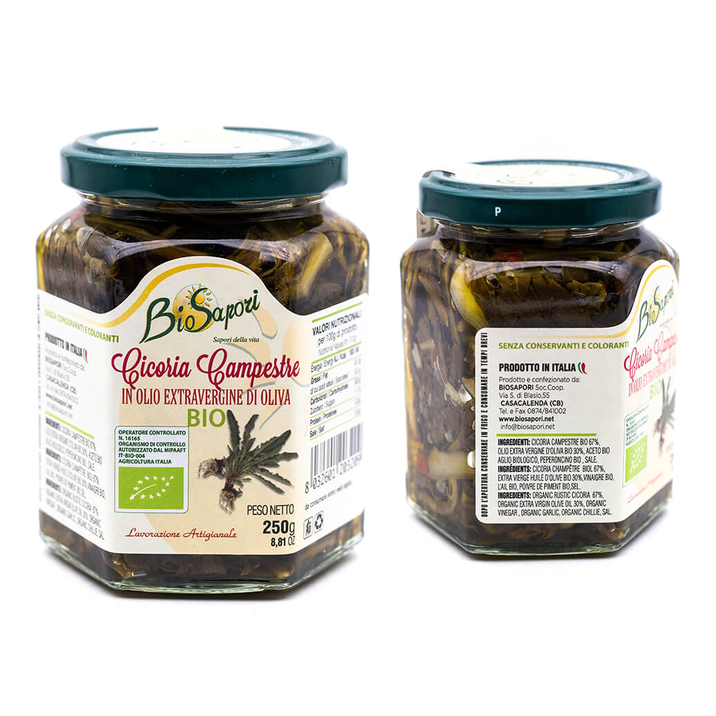 Cicoria campestre in olio extra vergine di oliva – Biologico - BioSapori