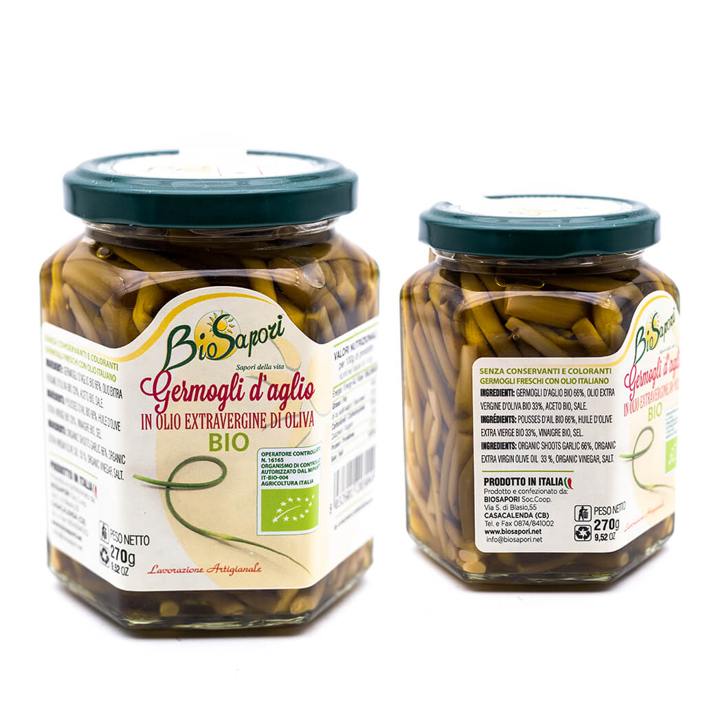 Germogli d'aglio in olio extra vergine di oliva – Biologico - BioSapori